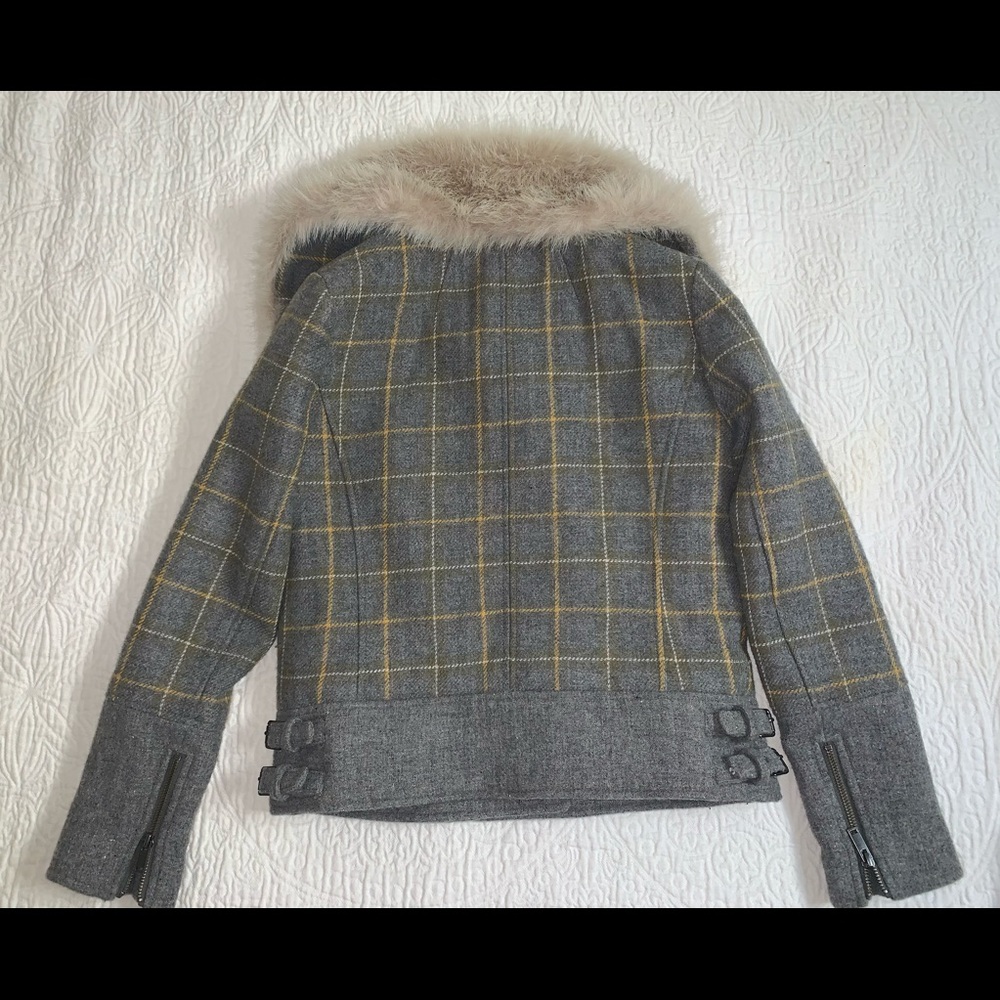 BANANA REPUBLIC faux fur plaid winter jacket size xs - Picture 4 of 6